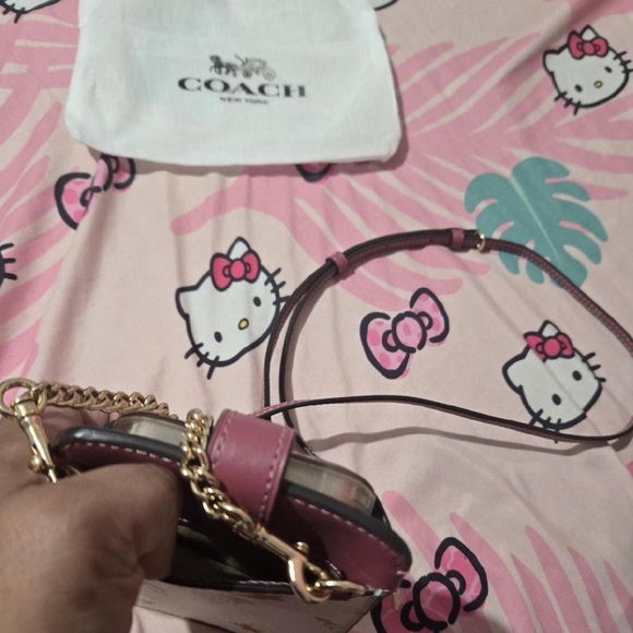 Coach Starry Pink and Cream Phone Holder Crossbody Bag - Picture 2 of 7